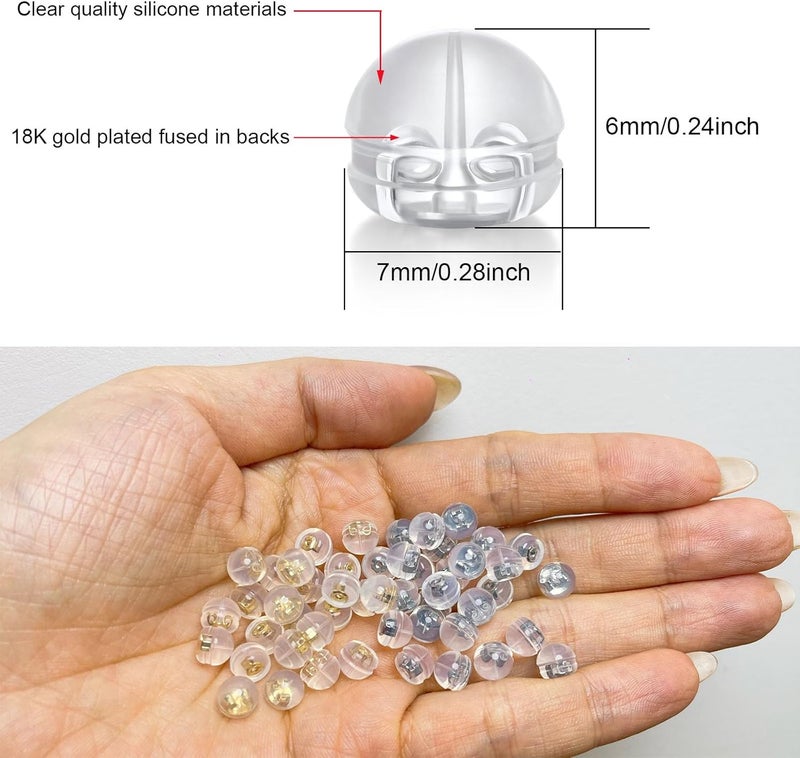 DELECOE 12 PCS White Gold Soft Silicone Earring Backs for Studs,Hypoallergenic Earring Backs Replacements for Studs Earring Hoops Fish Hook White Color - Image 4